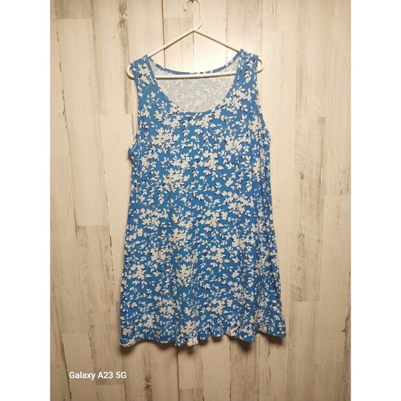 Draper James Reese Witherspoon Ruffle Nightie Dress PJs Blue Shadow Floral L/XL - Picture 1 of 6